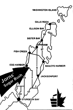 Map of Door County WI